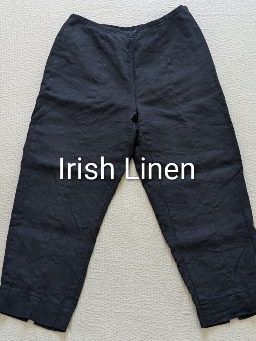 👖 Talbots 100% Irish Linen Capris - Size 4 - Black - Side Zip - Fully Lined